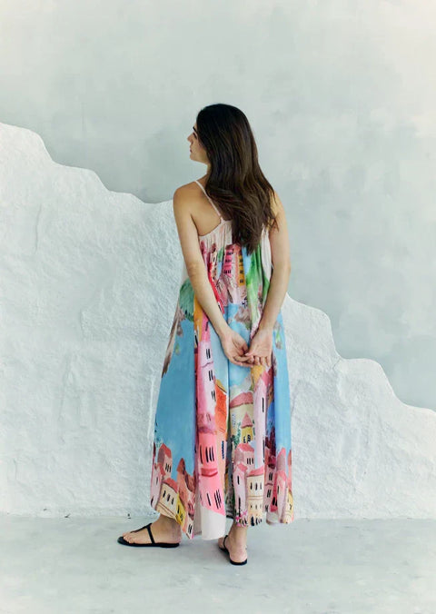 La Riviera Multicolor Spaghetti Strap Maxi Dress