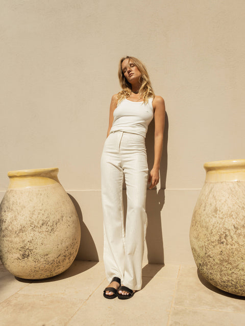 L.A. JAZZ | High Waisted Trousers Porto ivory silver