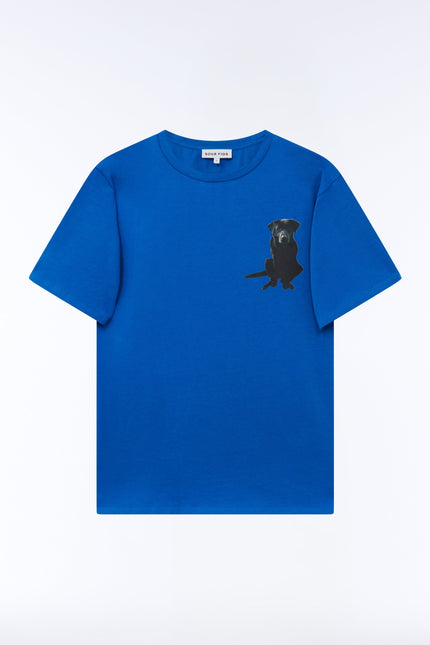 Black Labrador graphic cotton t-shirt by SOUR FIGS in electric blue