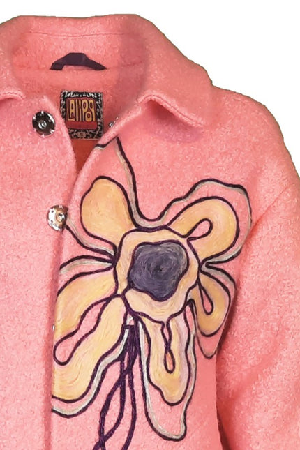 Lalipop Design | Wool Blend Short Coat with flower embroidery