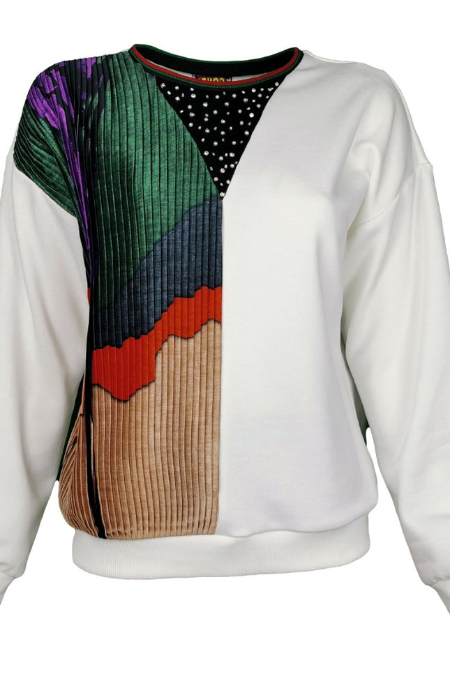 Lalipop Design | Pleated Sweatshirt with rhinestones