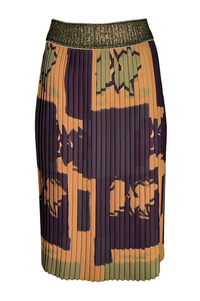Lalipop Design | Pleated Midi skirt with gold waistband