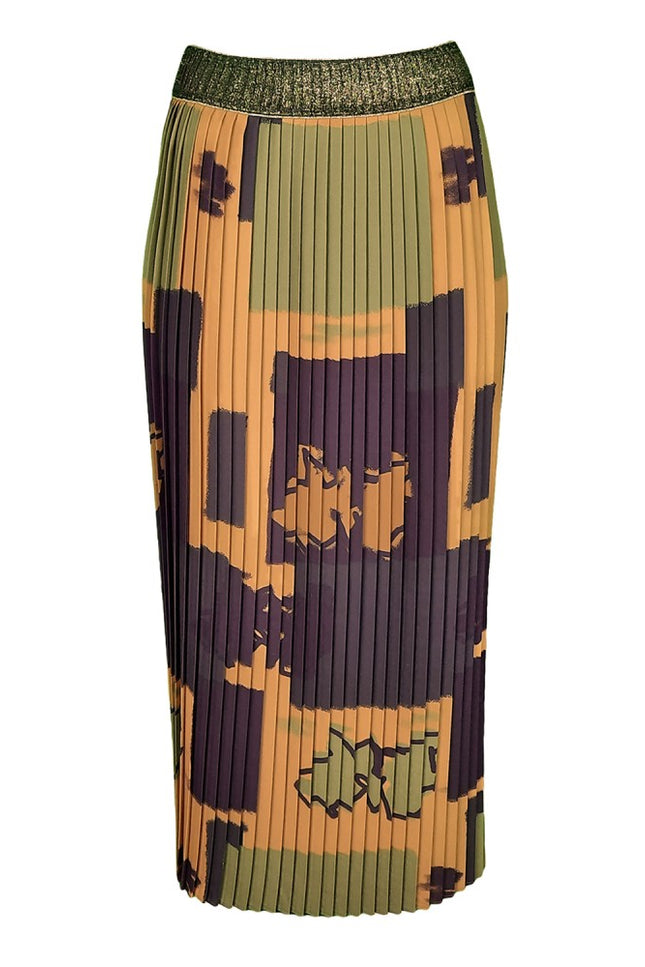 Lalipop Design | Pleated Maxi skirt with gold waistband