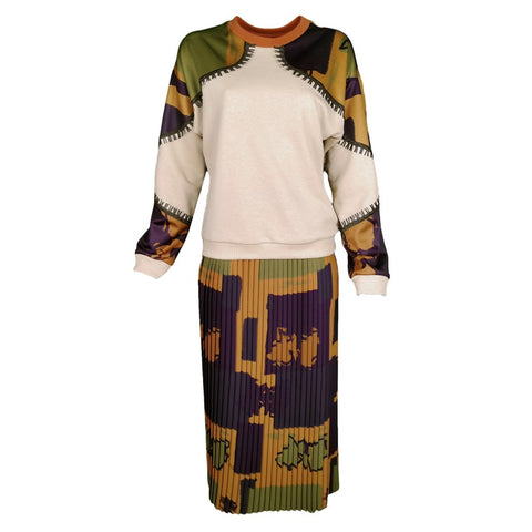 Lalipop Design | Pleated Maxi skirt with gold waistband