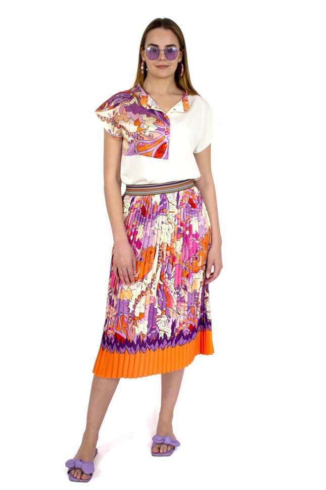 Lalipop Design | Abstract Print Pleated Midi Skirt