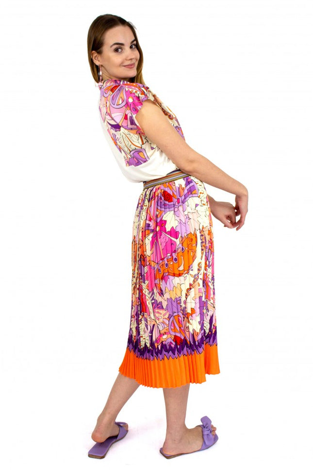 Lalipop Design | Abstract Print Pleated Midi Skirt