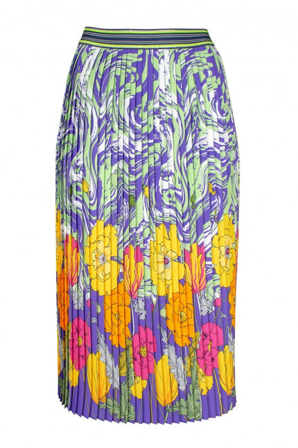 Lalipop Design | Pleated Midi Skirt with abstract liquid and flower pattern