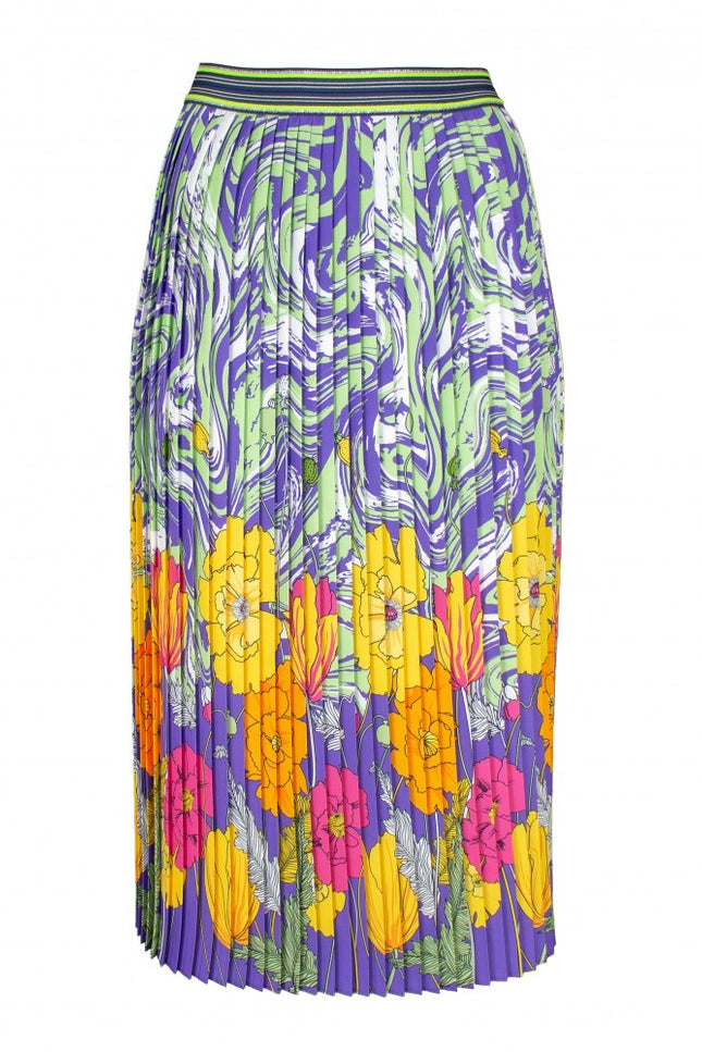 Lalipop Design | Pleated Midi Skirt with abstract liquid and flower pattern