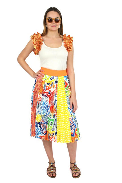 Lalipop Design | Half Circle Pleated Midi skirt with popart pattern