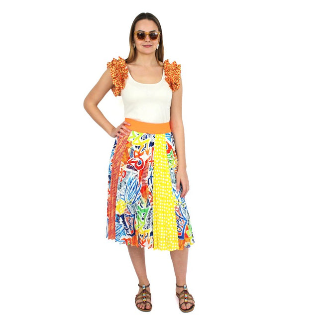 Lalipop Design | Half Circle Pleated Midi skirt with popart pattern