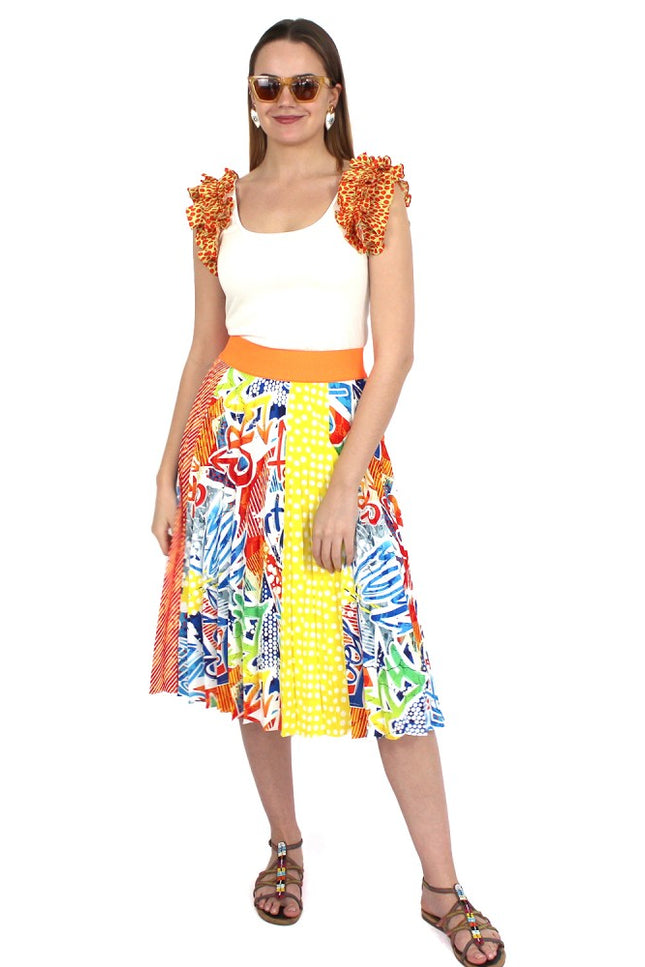 Lalipop Design | Half Circle Pleated Midi skirt with popart pattern