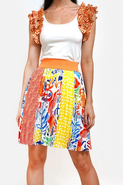 Lalipop Design | Half Circle Pleated Mini skirt with popart pattern