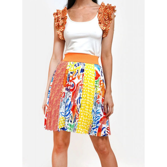 Lalipop Design | Half Circle Pleated Mini skirt with popart pattern