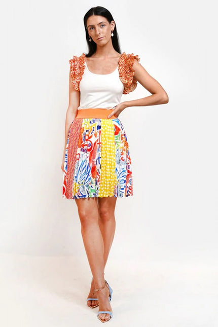 Lalipop Design | Half Circle Pleated Mini skirt with popart pattern