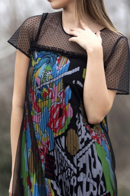 Lalipop Design | Pleated Mini dress with black tulle