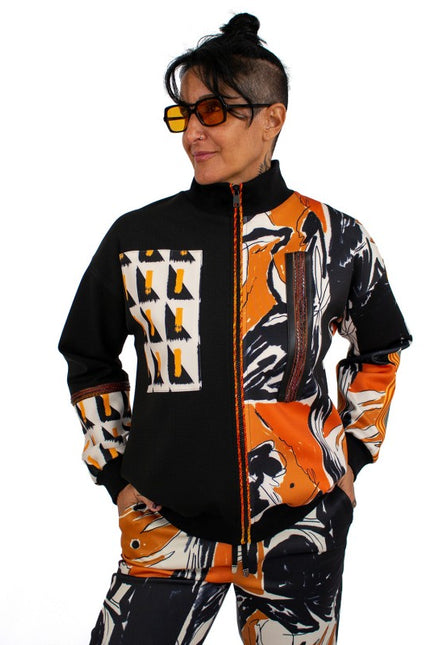 Lalipop Design | Patchwork Digital Print and Knitted Bomber