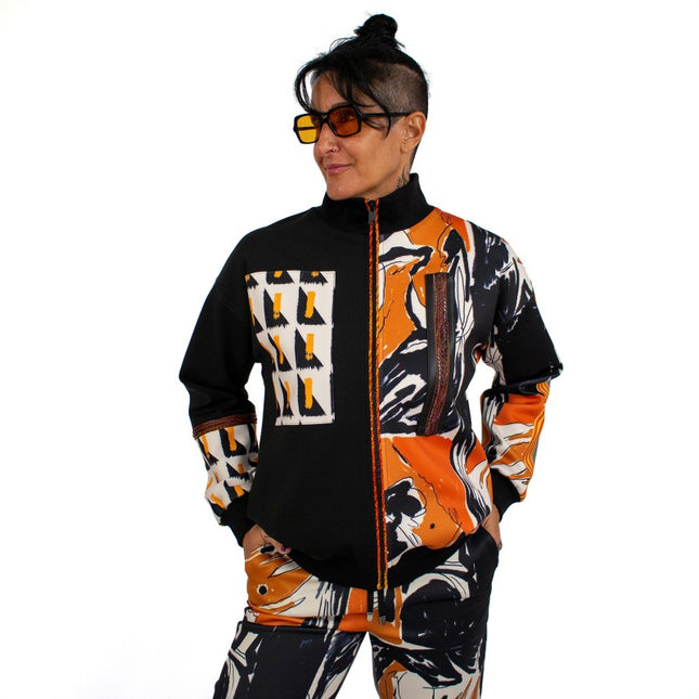 Lalipop Design | Patchwork Digital Print and Knitted Bomber