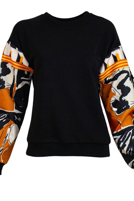 Lalipop Design | Sweatshirt with printed sleeves & suede fringe details