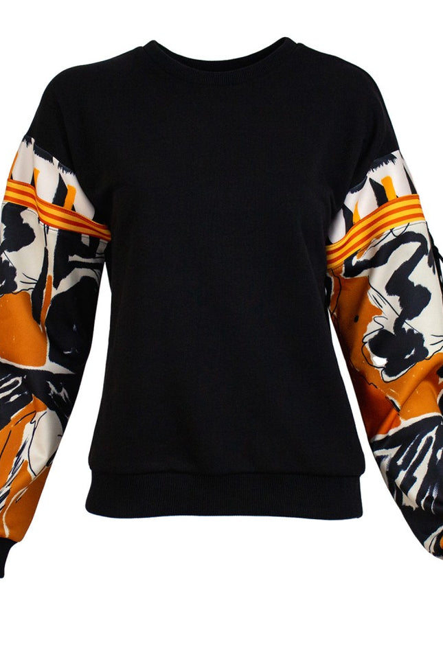 Lalipop Design | Sweatshirt with printed sleeves & suede fringe details