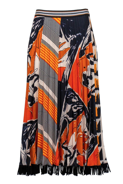 Lalipop Design | Half-Circle Pleated Midi skirt with suede fringe hem