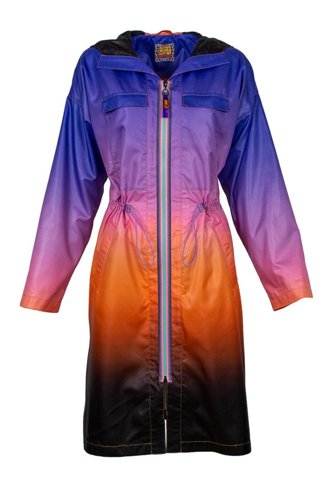 Lalipop Design | Ombre Rain Long Coat with hoodie