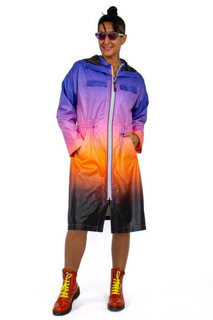 Lalipop Design | Ombre Rain Long Coat with hoodie