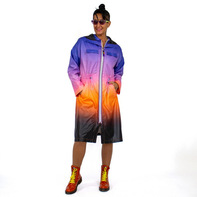 Lalipop Design | Ombre Rain Long Coat with hoodie