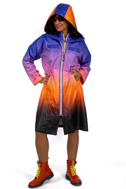 Lalipop Design | Ombre Rain Long Coat with hoodie