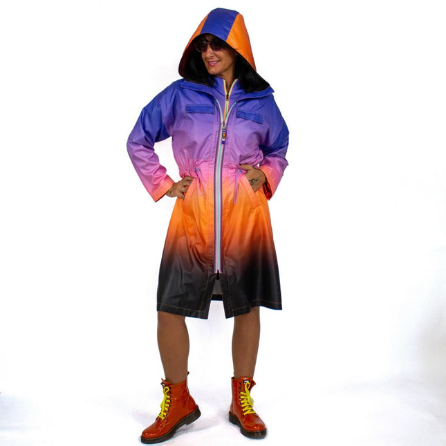 Lalipop Design | Ombre Rain Long Coat with hoodie
