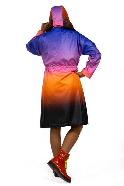 Lalipop Design | Ombre Rain Long Coat with hoodie