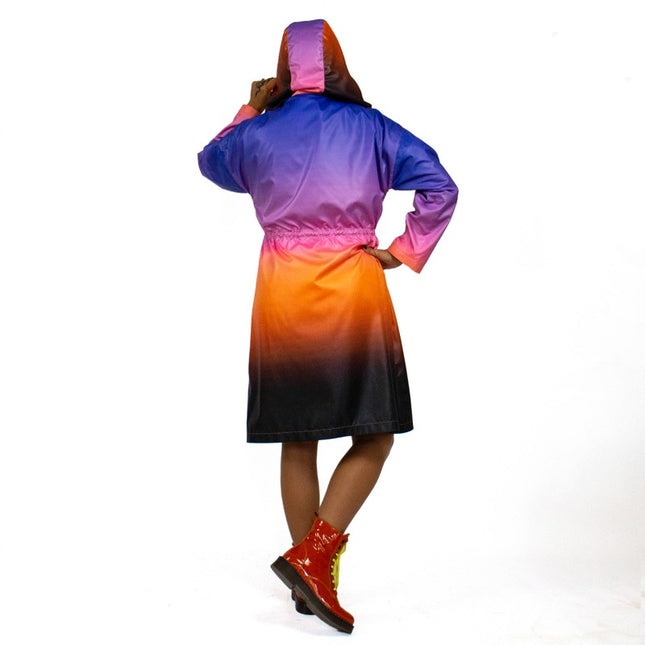 Lalipop Design | Ombre Rain Long Coat with hoodie