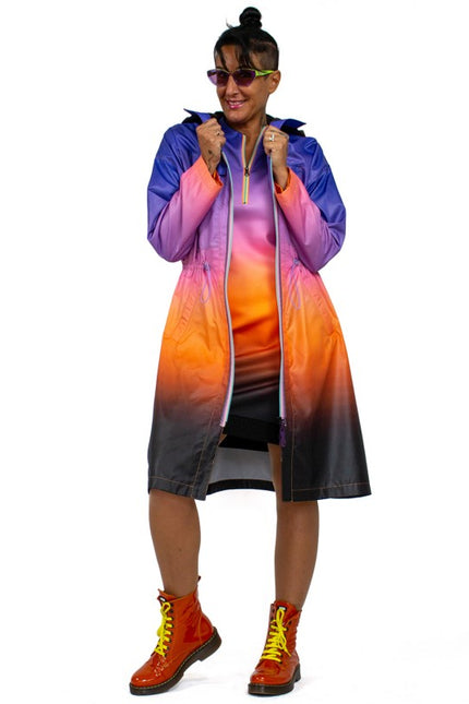 Lalipop Design | Ombre Rain Long Coat with hoodie