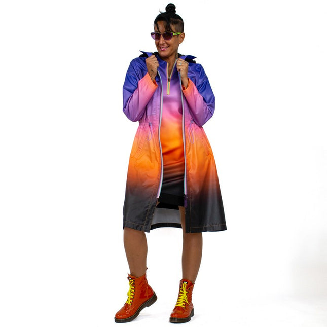Lalipop Design | Ombre Rain Long Coat with hoodie