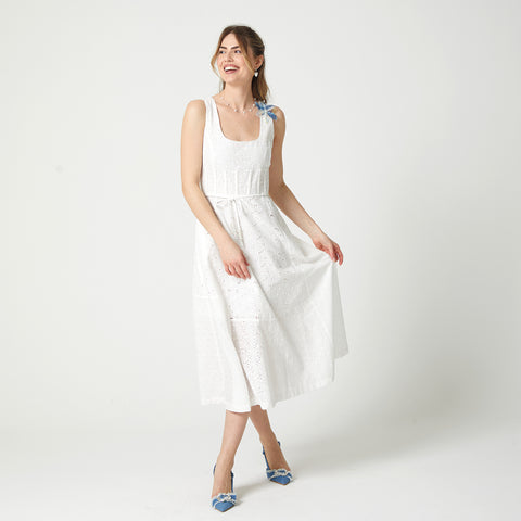 Lalipop Design | Scoop Neckline Broderie Anglaise Midi Dress