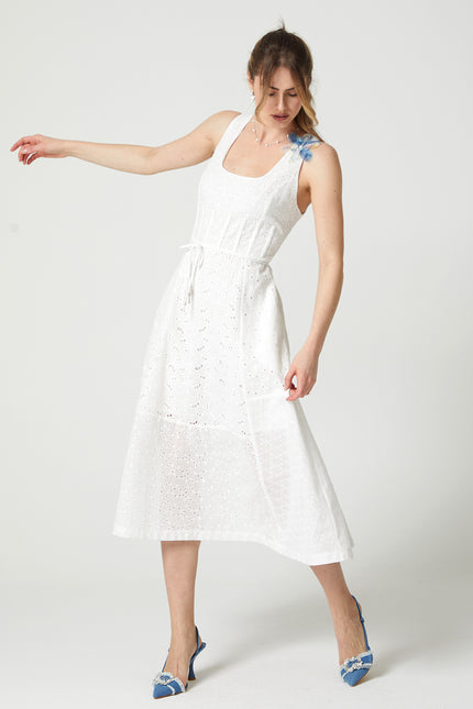 Lalipop Design | Scoop Neckline Broderie Anglaise Midi Dress