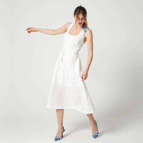 Lalipop Design | Scoop Neckline Broderie Anglaise Midi Dress
