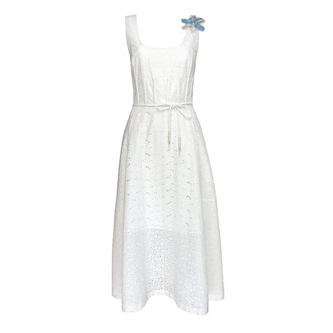 Lalipop Design | Scoop Neckline Broderie Anglaise Midi Dress