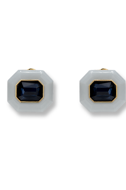 Michael Nash Jewelry | Lena Aqua Resin And Sapphire Crystal Octagon Earrings