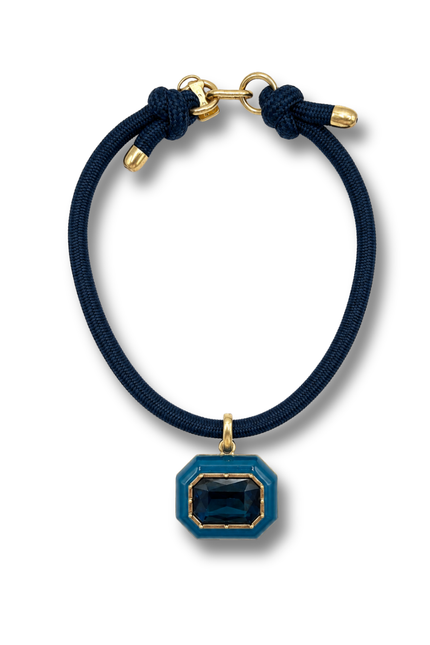 Lena Sapphire Resin And Sapphire Octagon Drop Necklace
