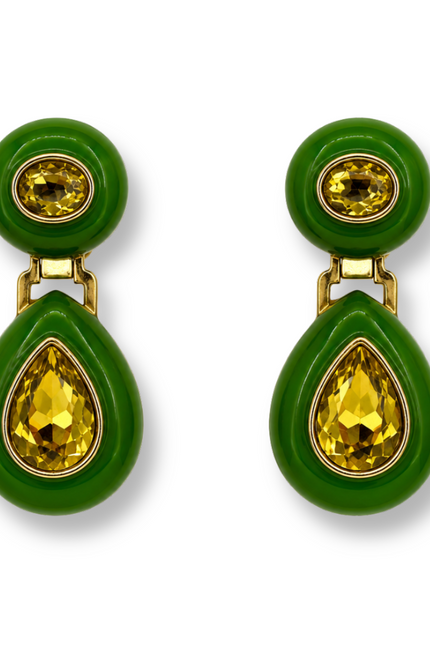 Lena Green Resin And Light Topaz Earrings