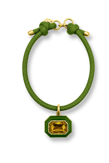 Lena Green Resin Octagon And Topaz Crystal Pendant