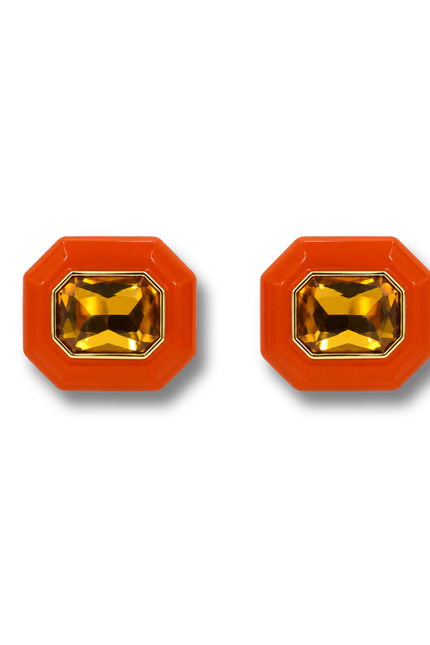 Lena Orange Octagon Earrings