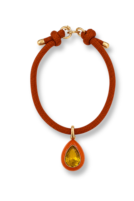 Lena Orange Resin And Topaz Crystal Pear Drop Necklace