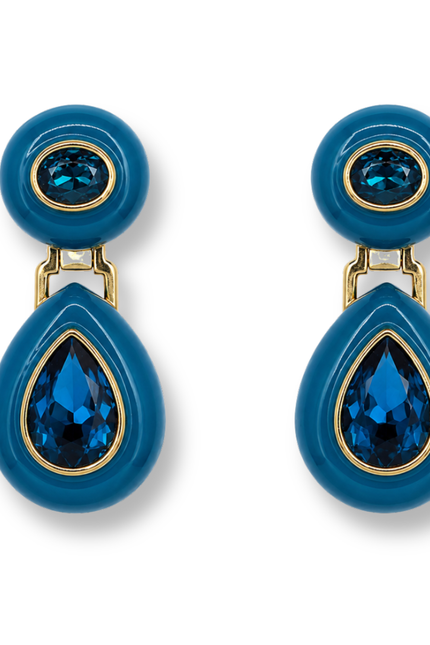 Lena Sapphire Resin And Sapphire Crystal Drop Earrings