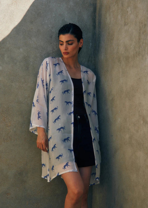 Leopard Luxe Printed Short Kimono