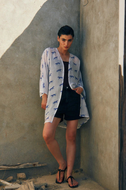 Leopard Luxe Printed Short Kimono