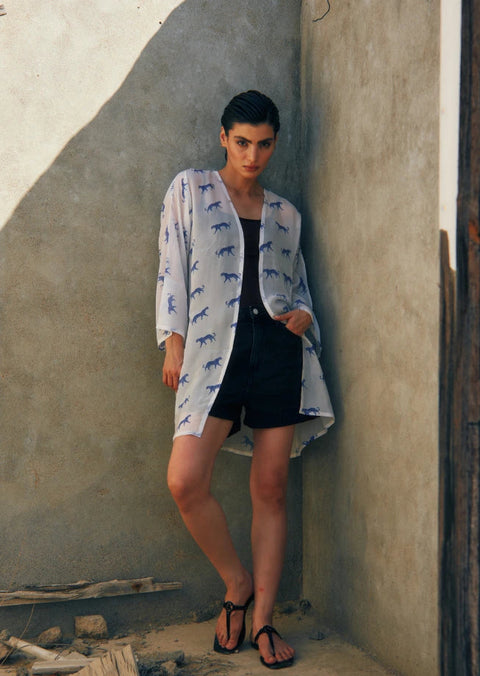 Leopard Luxe Printed Short Kimono
