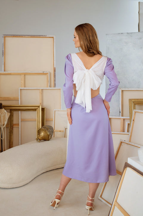 RainSisters | Backless Dress with a Bow on the Back | Lilac Grace