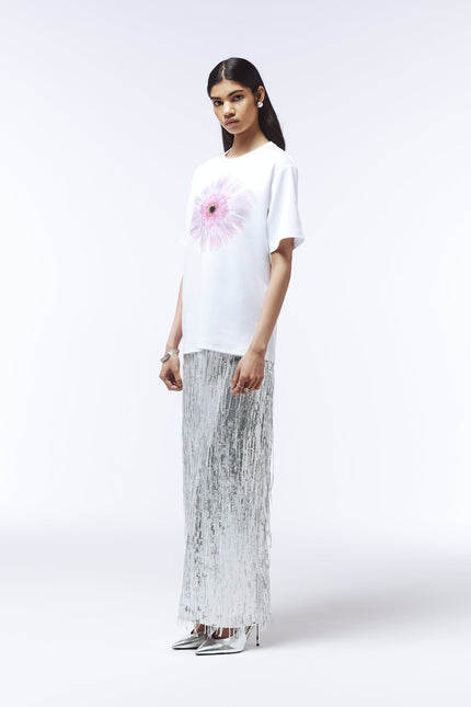Relaxed-fit T-shirt with oversized gerbera flower print by Sour Figs