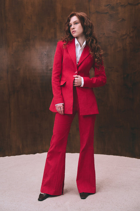 BÚDZIKO | SCARLETT HOURGLASS RED BLAZER